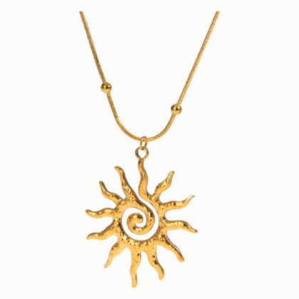 Exuberant Golden Sun Pendant Necklace